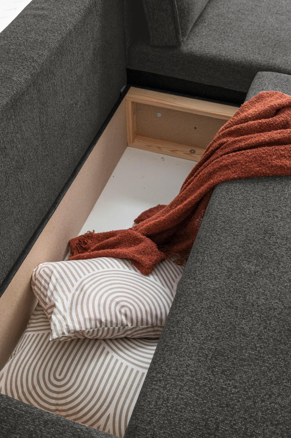 WOHNLANDSCHAFT in Dunkelgrau  - Weiss/Dunkelgrau, Design, Kunststoff/Textil (194/322/156cm) - MID.YOU