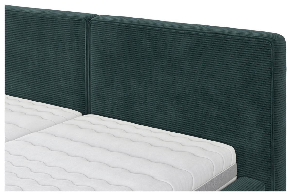 KÁRPITOZOTT ÁGY 180/200 cm  zöld  - fekete/zöld, Basics, faalapú anyag/textil (180/200cm) - Welnova
