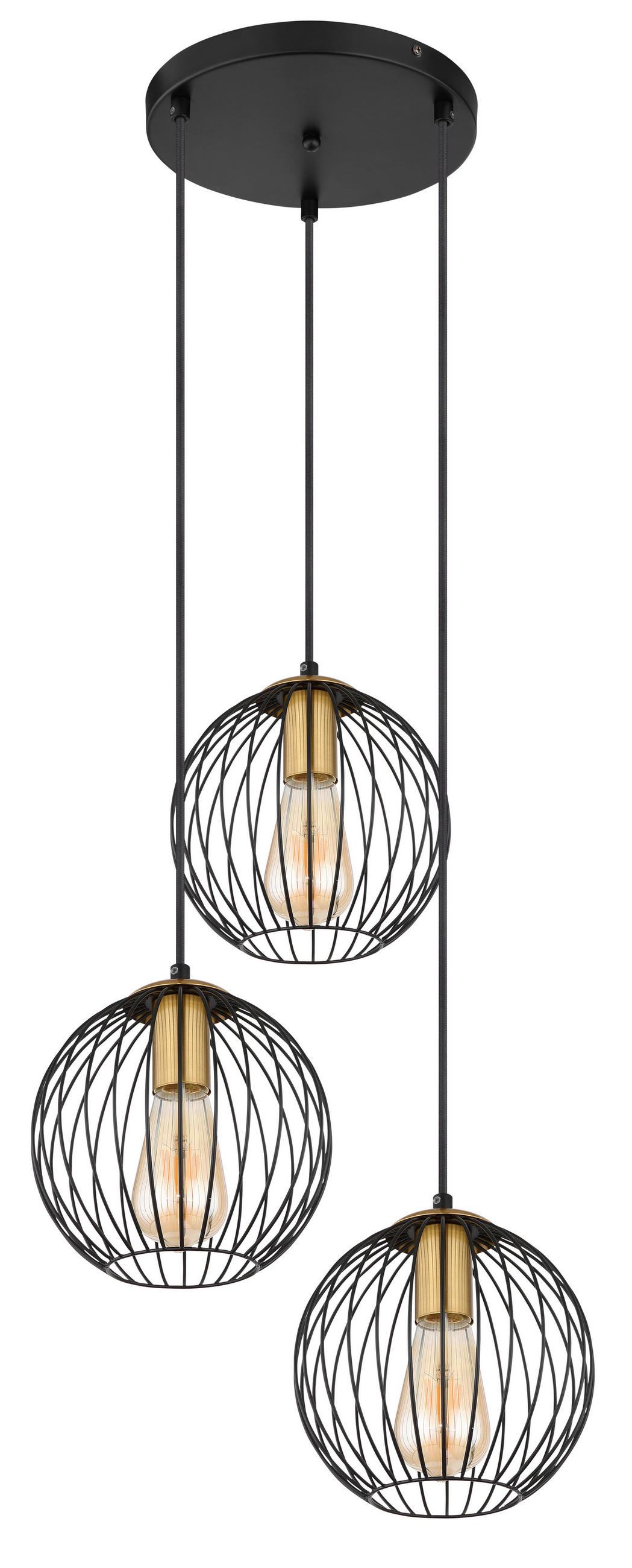 VISEČA SVETILKA        39/150 cm      E27 - črna/barve medenine, Basics, kovina (39/150cm) - Globo