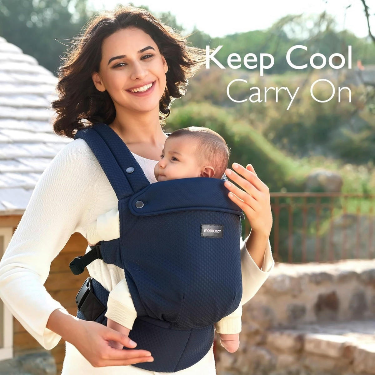 BABYTRAGE CARRIER AIR MESH  - Blau, Basics, Textil (16/31/14,5cm) - Momcozy