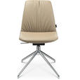 STUHL  in Aluminium Echtleder pigmentiert Metall, Leder  - Beige/Alufarben, Design, Leder/Metall (46/81,5-84,5/55cm) - Johann Jakob