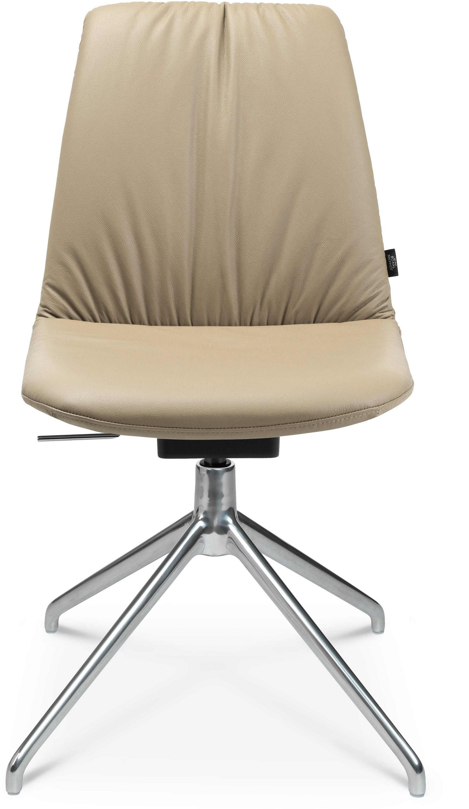 STUHL  in Aluminium Echtleder pigmentiert Metall, Leder  - Beige/Alufarben, Design, Leder/Metall (46/81,5-84,5/55cm) - Johann Jakob