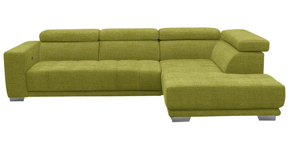 ECKSOFA in Chenille Hellgrün  301/207 cm  - Chromfarben/Hellgrün, Design, Textil (301/207cm) - Xora
