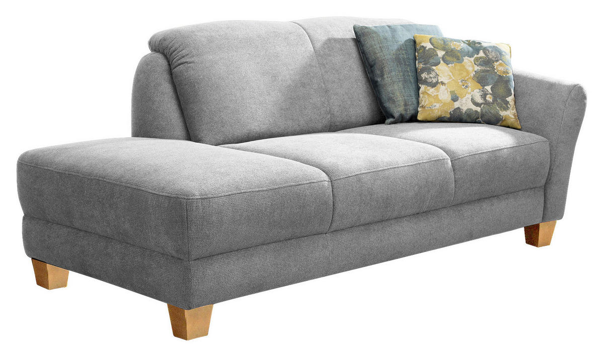 RÉCAMIERE in Flachgewebe Silberfarben  - Silberfarben/Naturfarben, KONVENTIONELL, Holz/Textil (194/84/91cm) - Sit & More