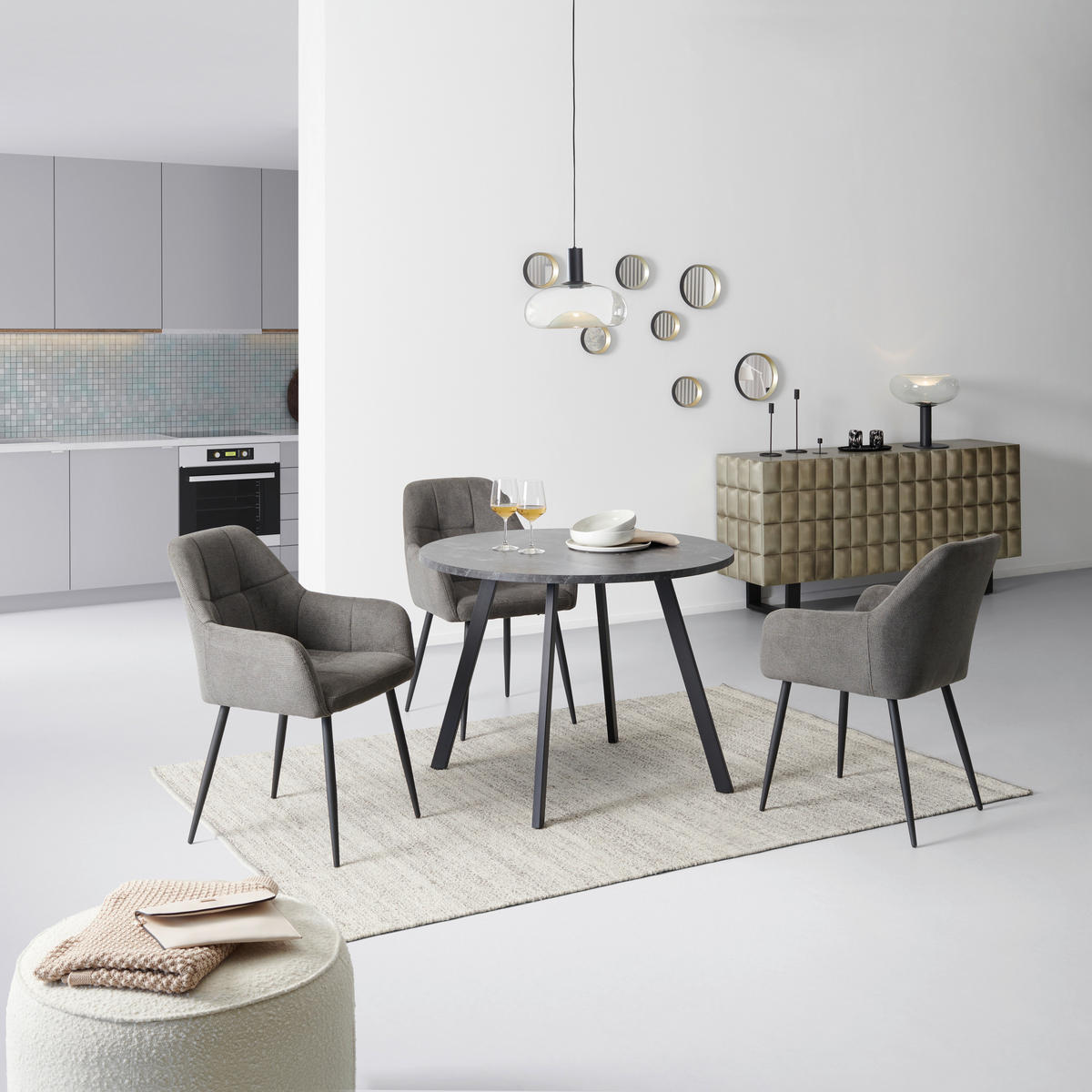 ESSTISCH in Metall, Holzwerkstoff  - Schwarz, KONVENTIONELL, Holzwerkstoff/Metall (100/76/100cm) - B&B Italia