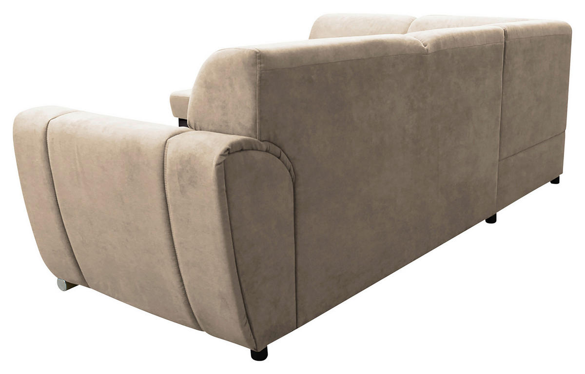 ECKSOFA Dunkelbraun, Beige Velours  - Dunkelbraun/Beige, Design, Kunststoff/Textil (196/255cm) - MID.YOU