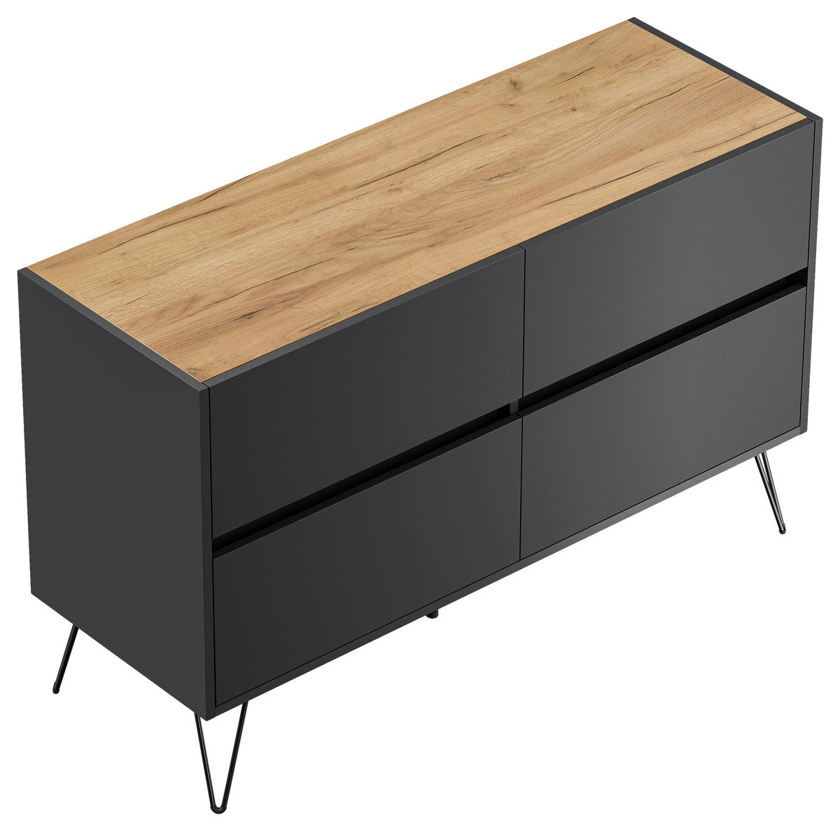 SIDEBOARD Posseik Industrial 119/75/42 cm 4 Schublade(n)  - Eichefarben/Graphitfarben, Design, Holzwerkstoff/Metall (119/75/42cm) - MID.YOU