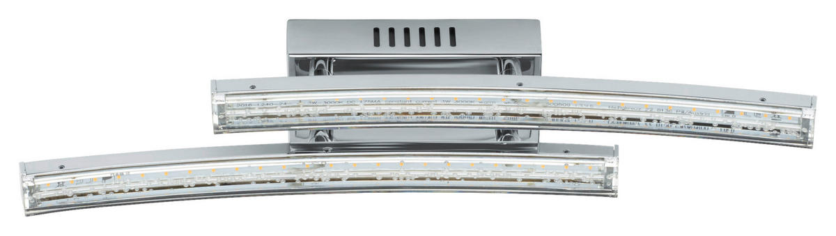 LED-WANDLEUCHTE - Chromfarben/Transparent, MODERN, Kunststoff/Metall (33cm)