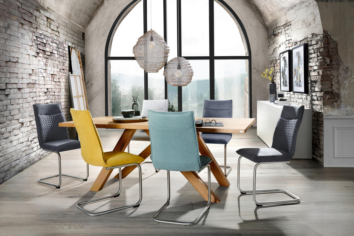 SCAUN BUCATARIE din metal, textil gri deschis  - gri deschis/culoare inox, Design, metal/textil (47/92/59cm) - Xora