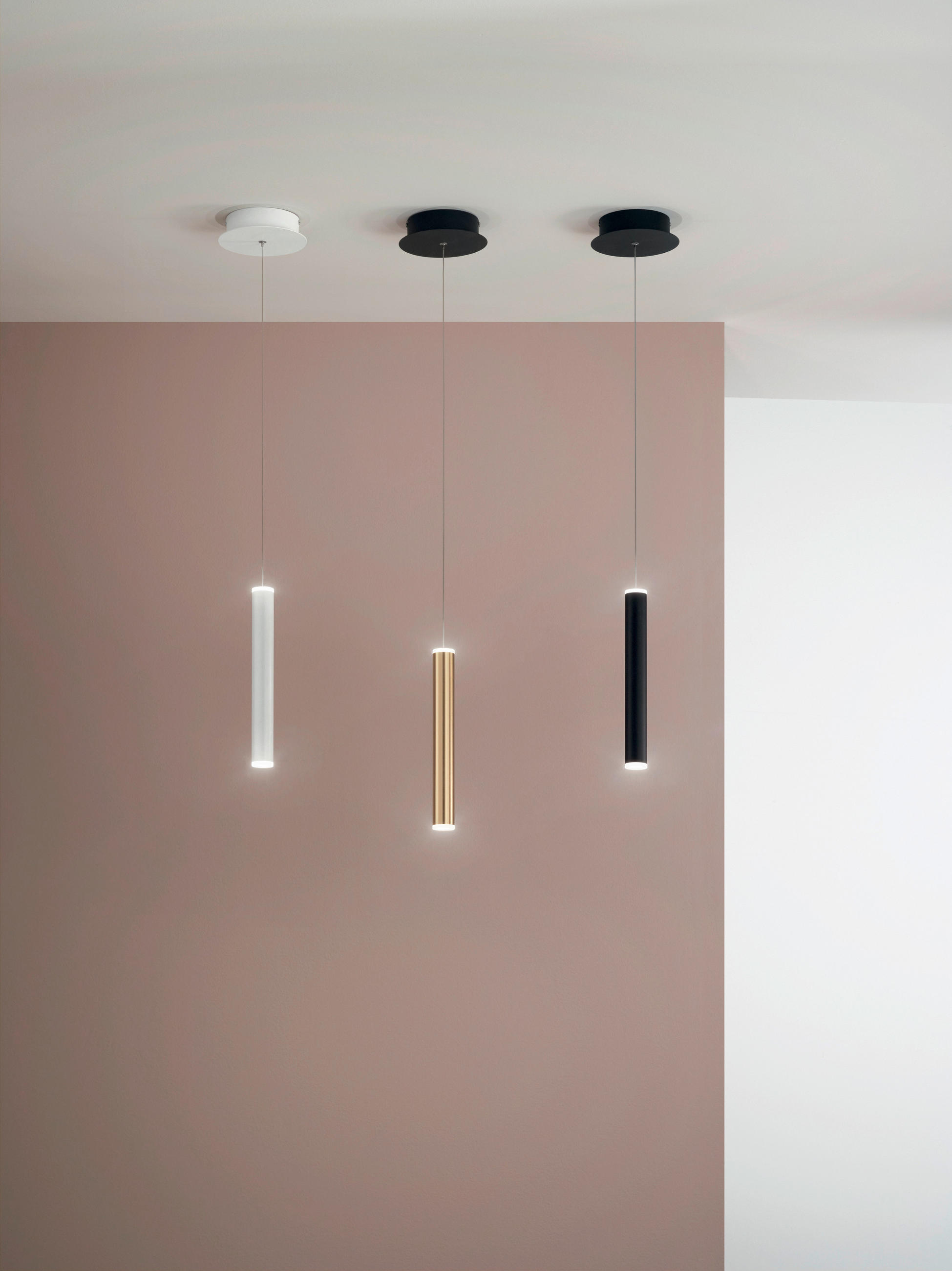 LED-PENDELLEUCHTE Prado 3,7/200 cm   - Messingfarben/Schwarz, Basics, Metall (3,7/200cm) - Fabas Luce