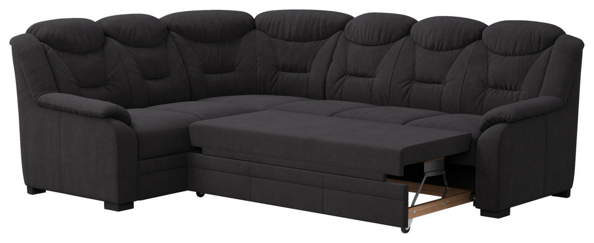 ECKSOFA in Chenille Schwarz  211/263 cm  - Schwarz, Basics, Kunststoff/Textil (211/263cm) - MID.YOU