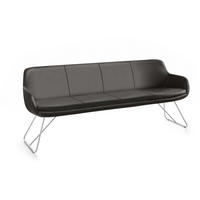 SITZBANK 200/87/65 cm Echtleder Dunkelbraun Metall  - Edelstahlfarben/Dunkelbraun, Design, Leder/Metall (200/87/65cm) - Musterring