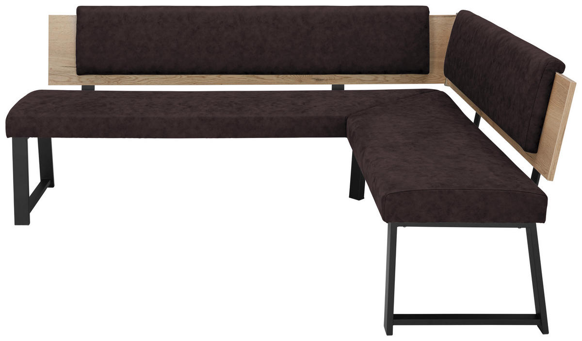 ECKBANK 200/190 cm  in Dunkelbraun  - Dunkelbraun/Schwarz, MODERN, Holzwerkstoff/Textil (200/190cm) - Venda
