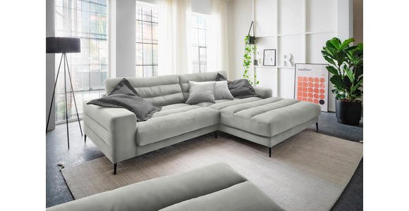 ECKSOFA in Cord Hellgrau 296/207 cm - Hellgrau/Schwarz, Design, Textil/Metall (296/207cm) - Dieter Knoll
