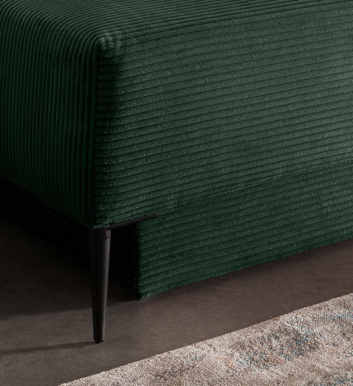 SCHLAFSOFA in Cord Dunkelgrün  - Dunkelgrün/Schwarz, Modern, Textil/Metall (198/90/100cm) - Livetastic