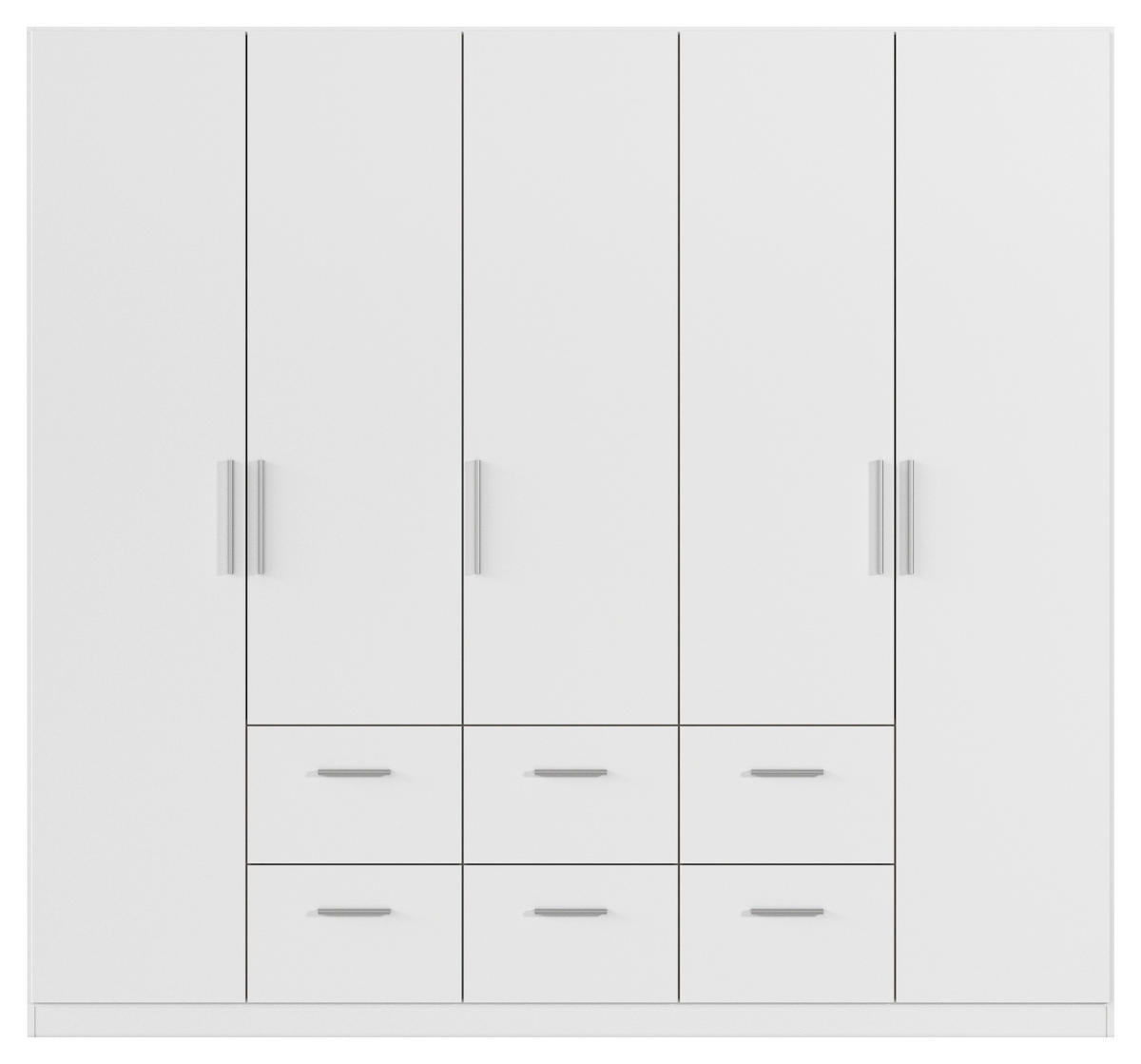 DREHTÜRENSCHRANK 226/210/54 cm,  in Weiß, 5-türig  - Alufarben/Weiß, KONVENTIONELL, Holzwerkstoff/Kunststoff (226/210/54cm) - home24
