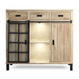 HIGHBOARD  148/135/42 cm 3 Schublade(n)  - Graubraun/Schwarz, LIFESTYLE, Glas/Holz (148/135/42cm) - Landscape