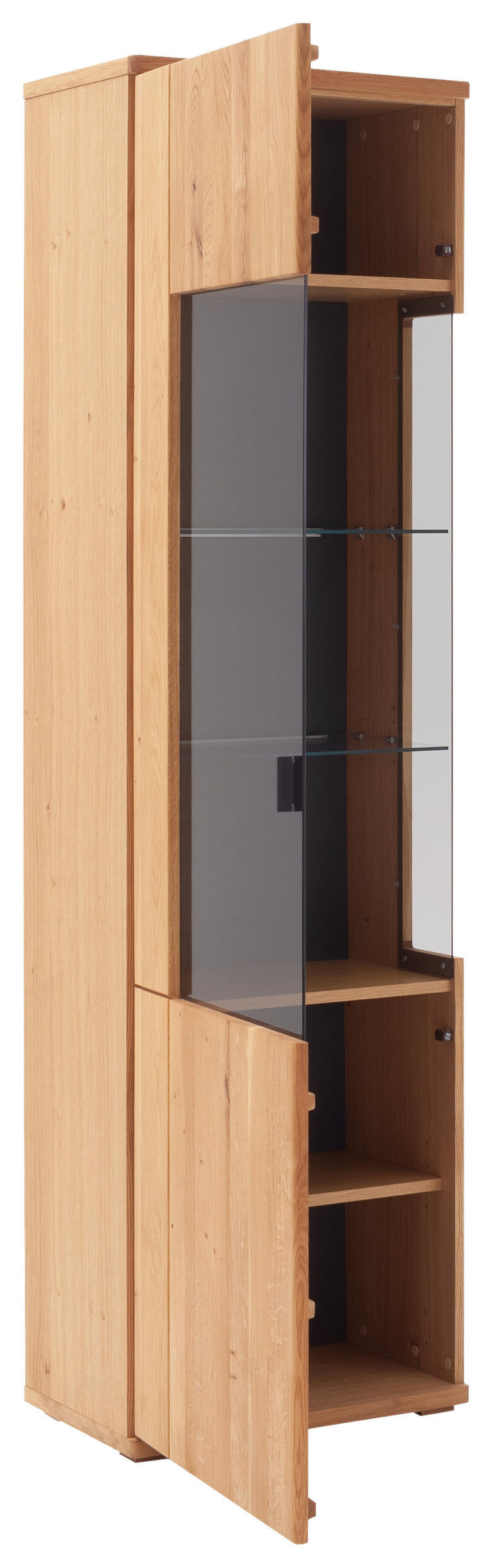 VITRINE Wildeiche  60/209/37 cm  - Wildeiche/Anthrazit, Natur, Glas/Holz (60/209/37cm) - Linea Natura