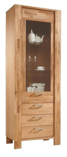 Vitrine in furniert, massiv Eiche Eichefarben