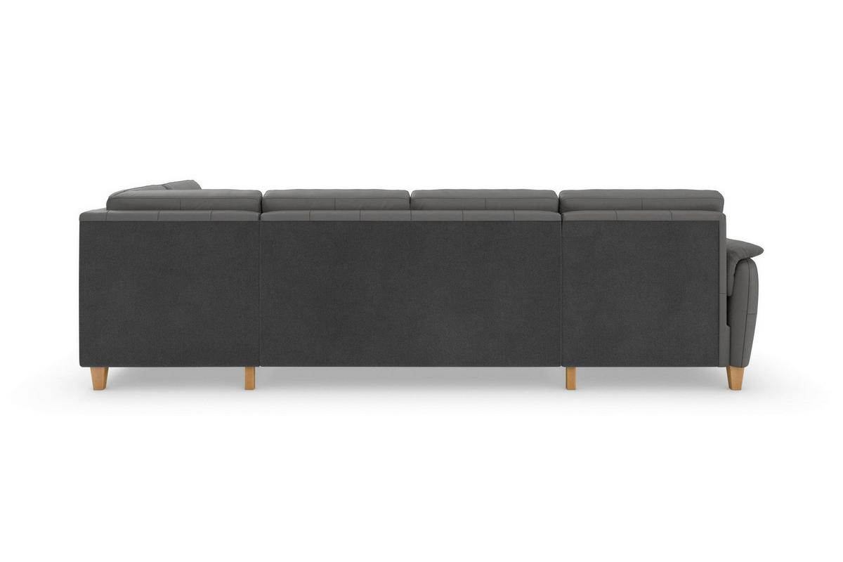 WOHNLANDSCHAFT Echtleder Mokka  - Eichefarben/Mokka, Basics, Leder/Holz (163/308/212cm) - Sit & More