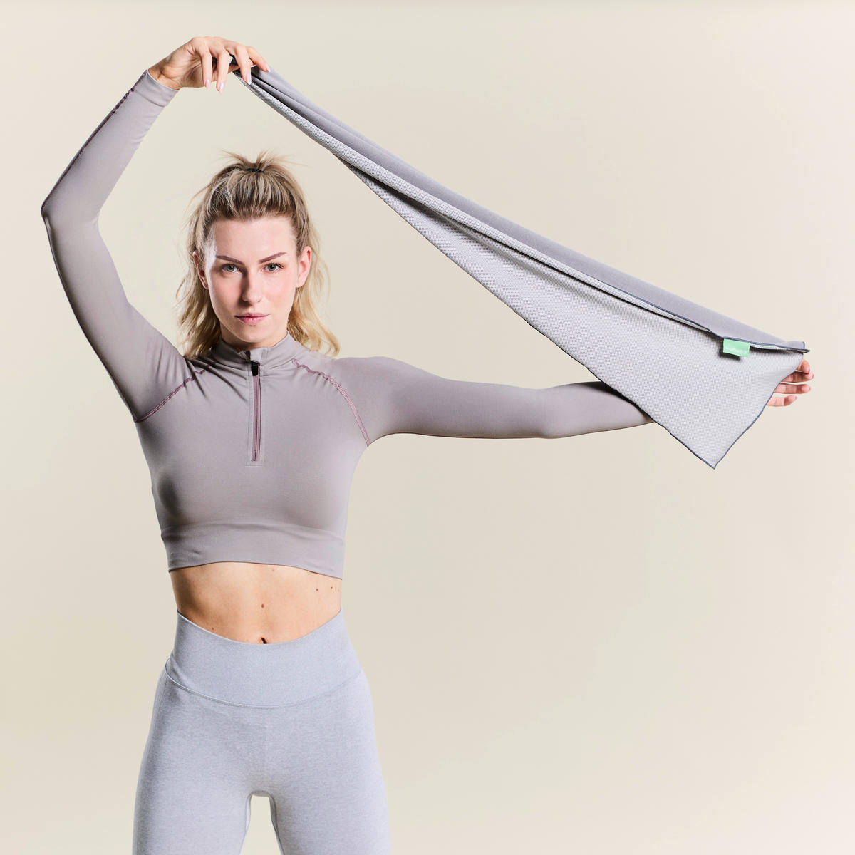 SPORTHANDTUCH Dunkelgrau, Beige 2-teilig  - Dunkelgrau/Beige, Textil (30/100cm) - Esposa