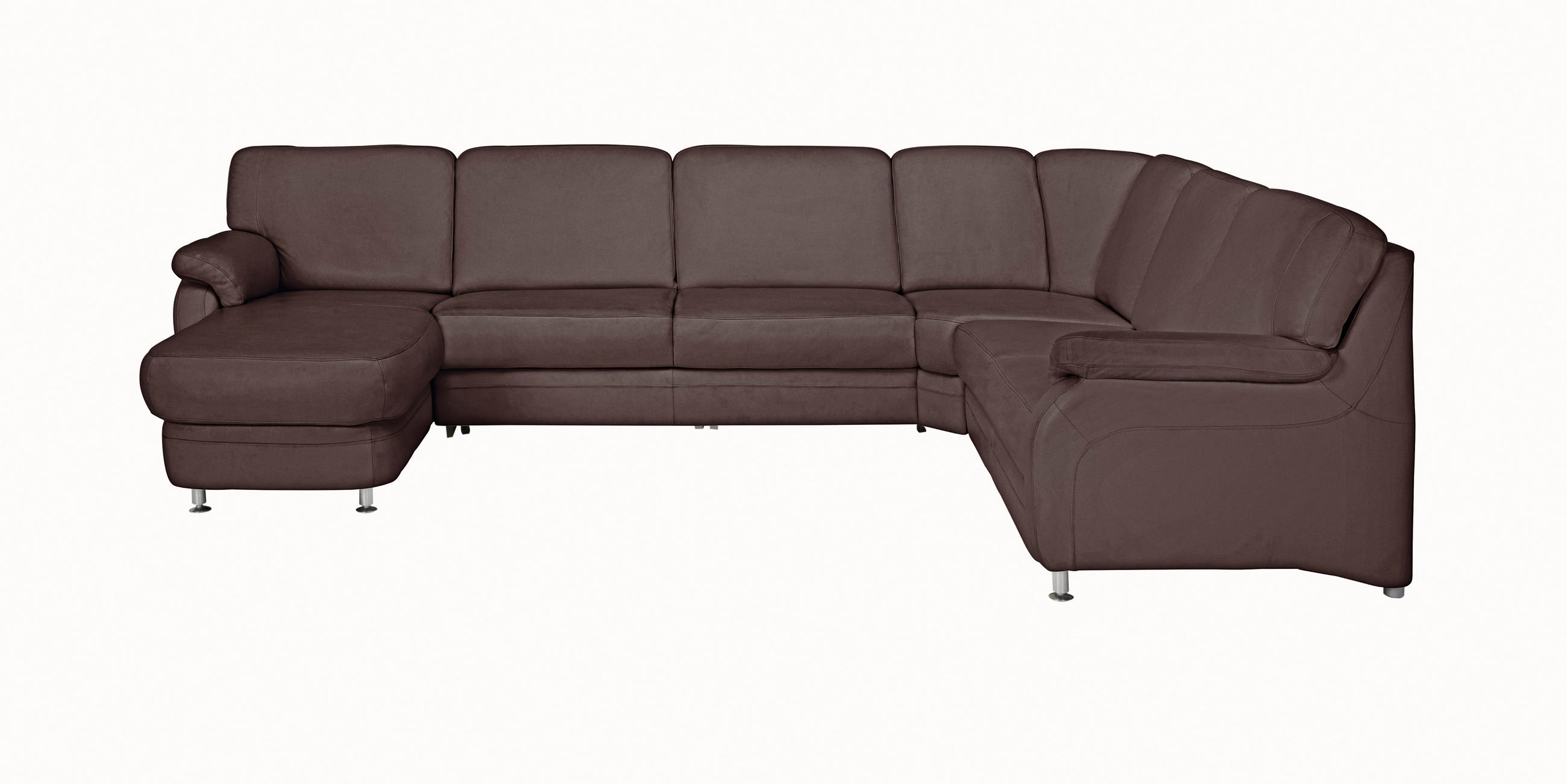 WOHNLANDSCHAFT in Echtleder Braun  - Alufarben/Braun, Konventionell, Leder/Metall (165/329/239cm) - Beldomo Premium
