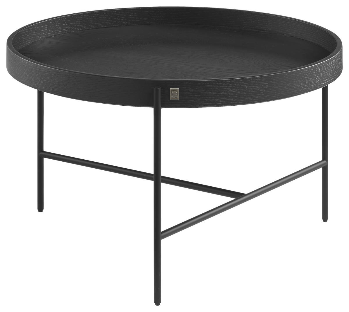 COUCHTISCH JUSTB! Eiche furniert 63/63/37 cm rund Anthrazit, Schwarz  - Anthrazit/Schwarz, Design, Holz/Metall (63/63/37cm) - Musterring