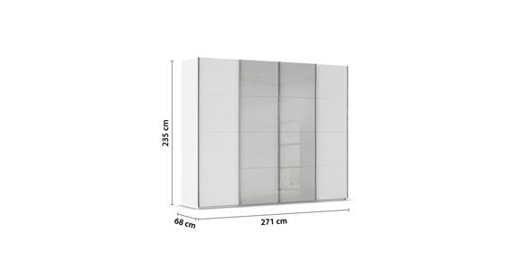 SCHWEBETÜRENSCHRANK 271/235/68 cm 4-türig Grau, Weiß  - Chromfarben/Weiß, KONVENTIONELL, Glas/Holzwerkstoff (271/235/68cm) - Novel
