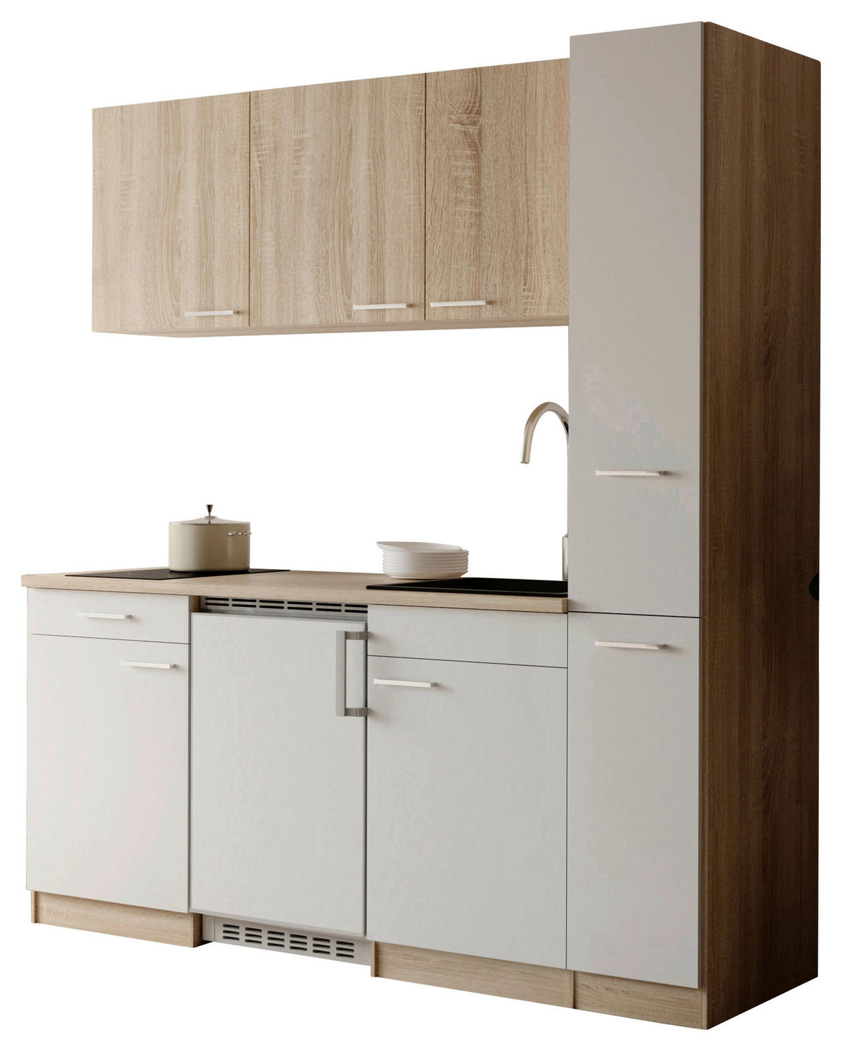 KUHINJSKI BLOK - barve hrasta/bela, Design, umetna masa/leseni material (180cm) - Respekta