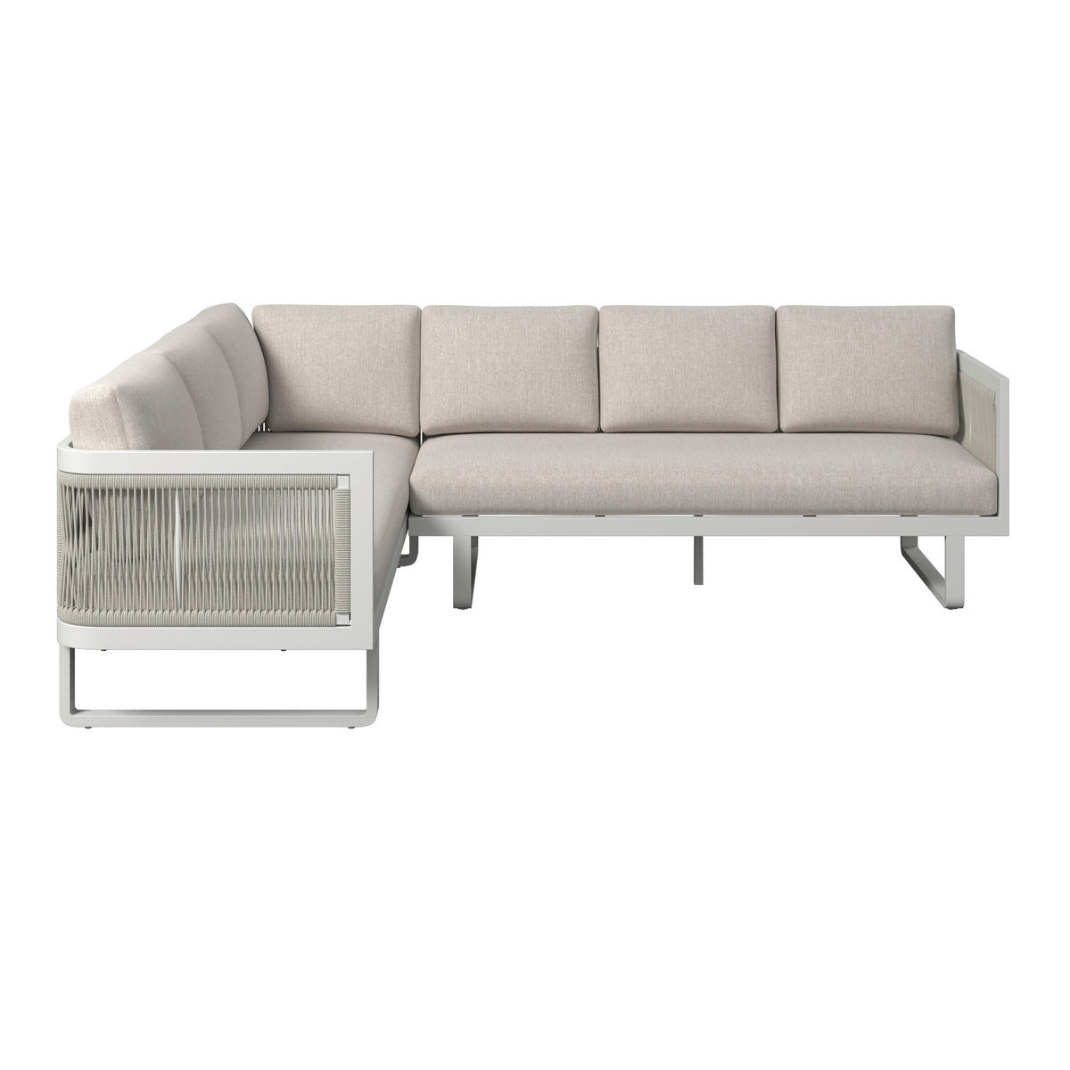 DINING-LOUNGESET 190/241 cm Aluminium  - Beige/Hellgrau, Design, Glas/Textil (190/241cm) - Amatio