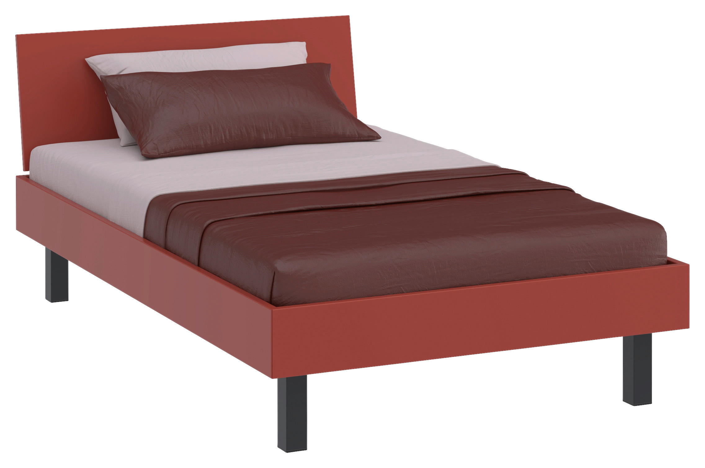 BETT 120/200 cm  in Koralle  - Koralle/Schwarz, Design, Holzwerkstoff/Metall (120/200cm) - Xora