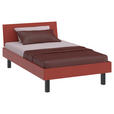 BETT 120/200 cm  in Koralle  - Koralle/Schwarz, Design, Holzwerkstoff/Metall (120/200cm) - Xora
