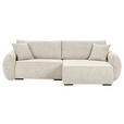 ECKSOFA Beige Flachgewebe Zierkissen, Rückenkissen, Bettkasten, Schlaffunktion, Rücken echt, Liegefläche im Originalstoff  - Beige/Schwarz, KONVENTIONELL, Kunststoff/Textil (250/145cm) - Carryhome