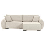 ECKSOFA Beige Flachgewebe Zierkissen, Rückenkissen, Bettkasten, Schlaffunktion, Rücken echt, Liegefläche im Originalstoff  - Beige/Schwarz, KONVENTIONELL, Kunststoff/Textil (250/145cm) - Carryhome