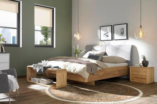 BETT 140/200 cm  in Grau, Eichefarben  - Eichefarben/Grau, Natur, Holz/Textil (140/200cm) - Valnatura