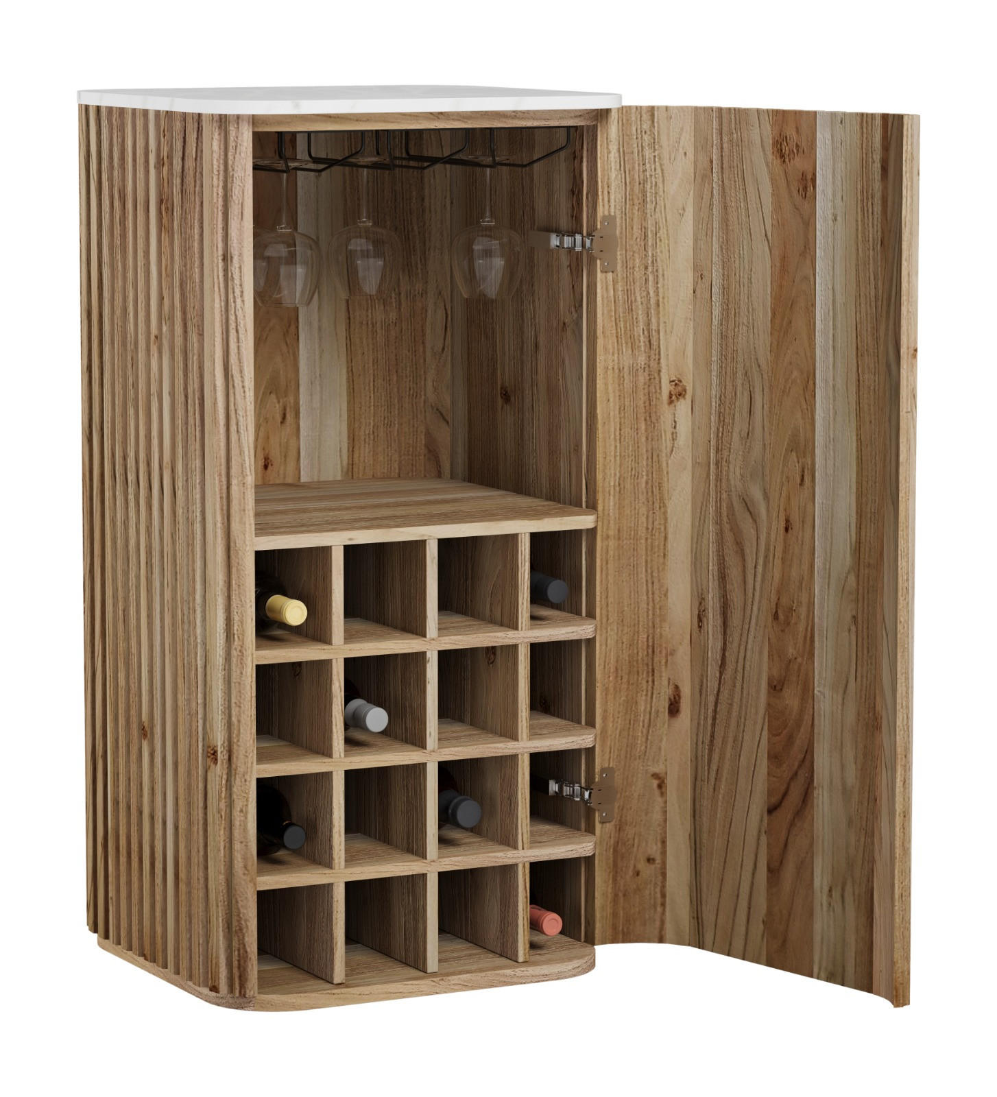 BAR in Weiss, Akaziefarben  - Weiss/Akaziefarben, Modern, Holz/Stein (50/105/50cm) - Livetastic