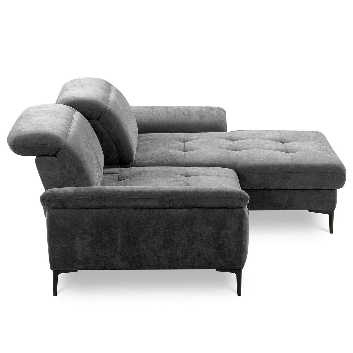 ECKSOFA  Webstoff Schwarz  - Schwarz, Design, Textil/Metall (268/195cm) - Livetastic
