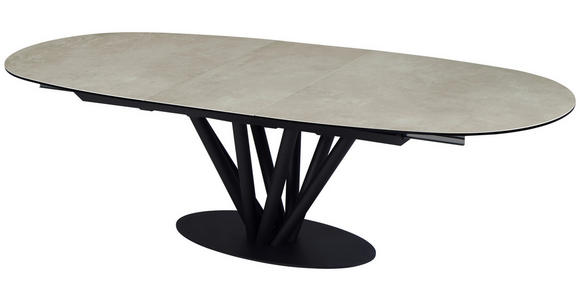 ESSTISCH Schwarz, Taupe oval  ausziehbar  - Taupe/Schwarz, Design, Glas/Keramik (210-260/110/76cm) - Belluti
