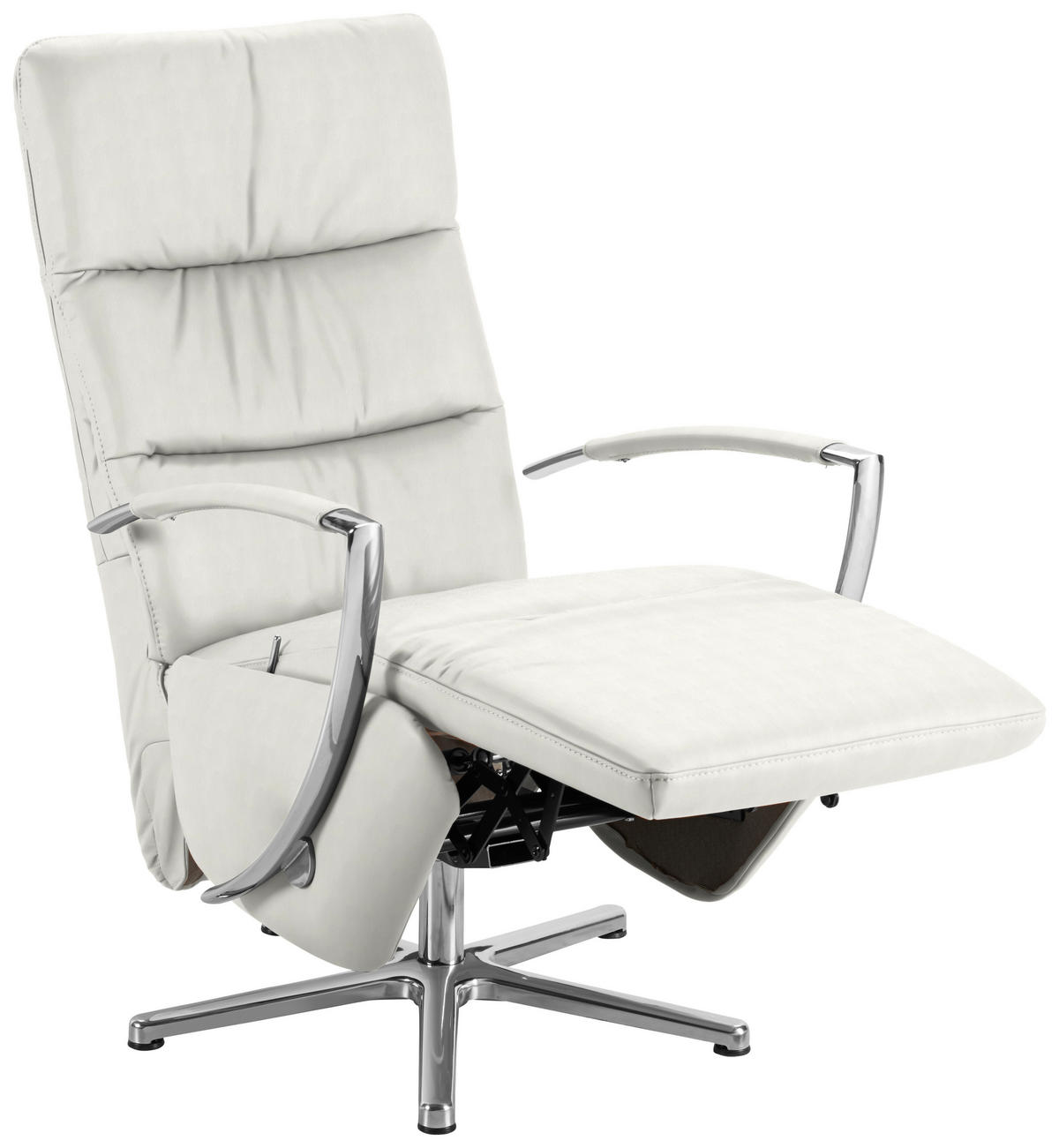 RELAXSESSEL in Leder Weiss  - Chromfarben/Weiss, Design, Leder/Metall (64/112/80cm) - Cantus