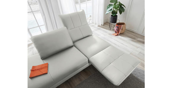 RÉCAMIERE in Echtleder Hellgrau - Chromfarben/Hellgrau, Design, Leder/Metall (209/85-109/95-16cm) - Dieter Knoll