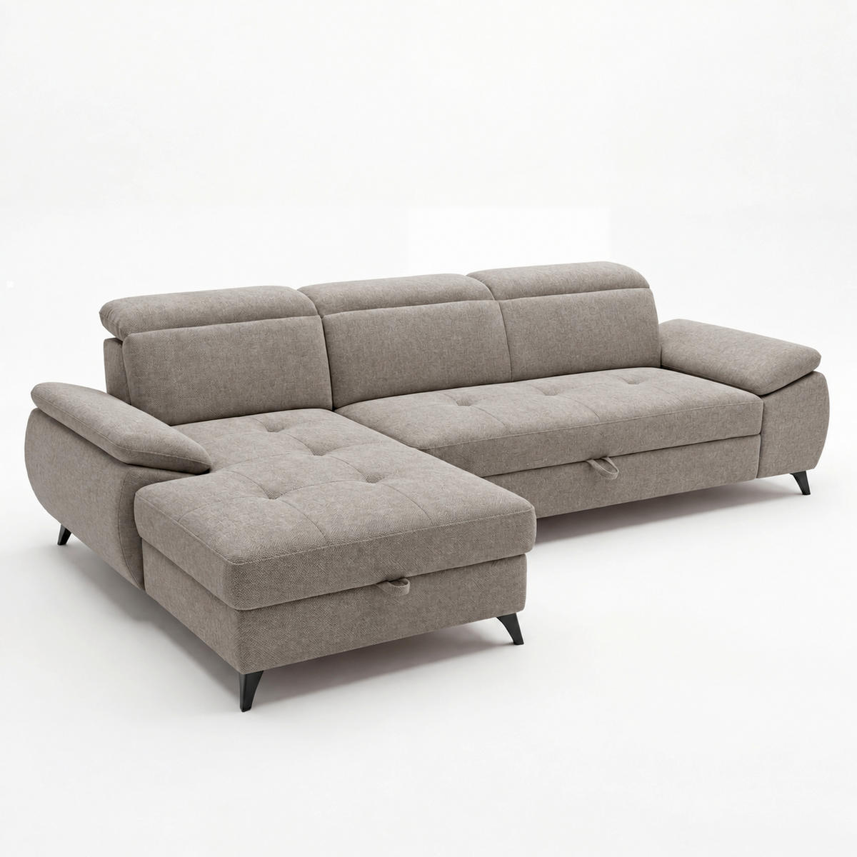 ECKSOFA  Struktur Braun  - Schwarz/Braun, Basics, Holz/Holzwerkstoff (281/166cm) - MID.YOU
