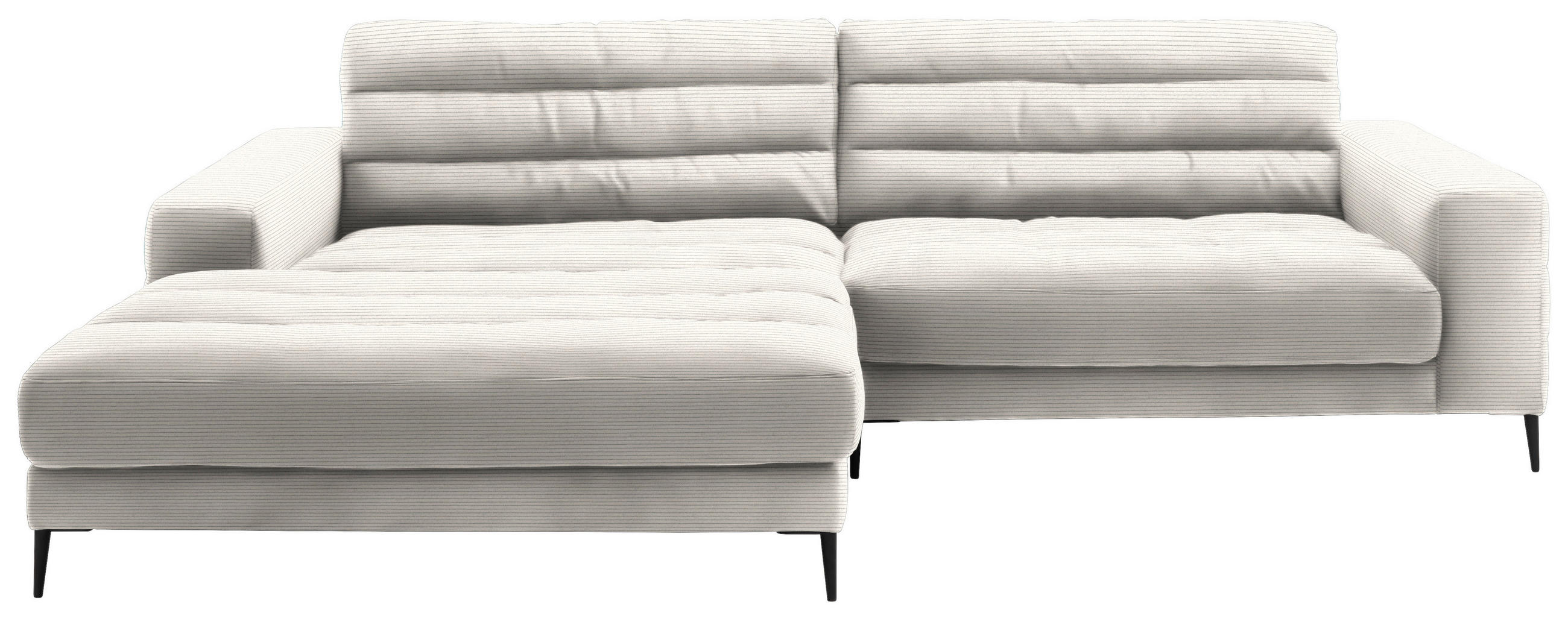 ECKSOFA in Cord Weiss  - Weiss/Schwarz, Design, Textil/Metall (207/296cm) - Dieter Knoll