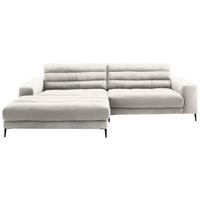ECKSOFA in Cord Weiss  - Weiss/Schwarz, Design, Textil/Metall (207/296cm) - Dieter Knoll