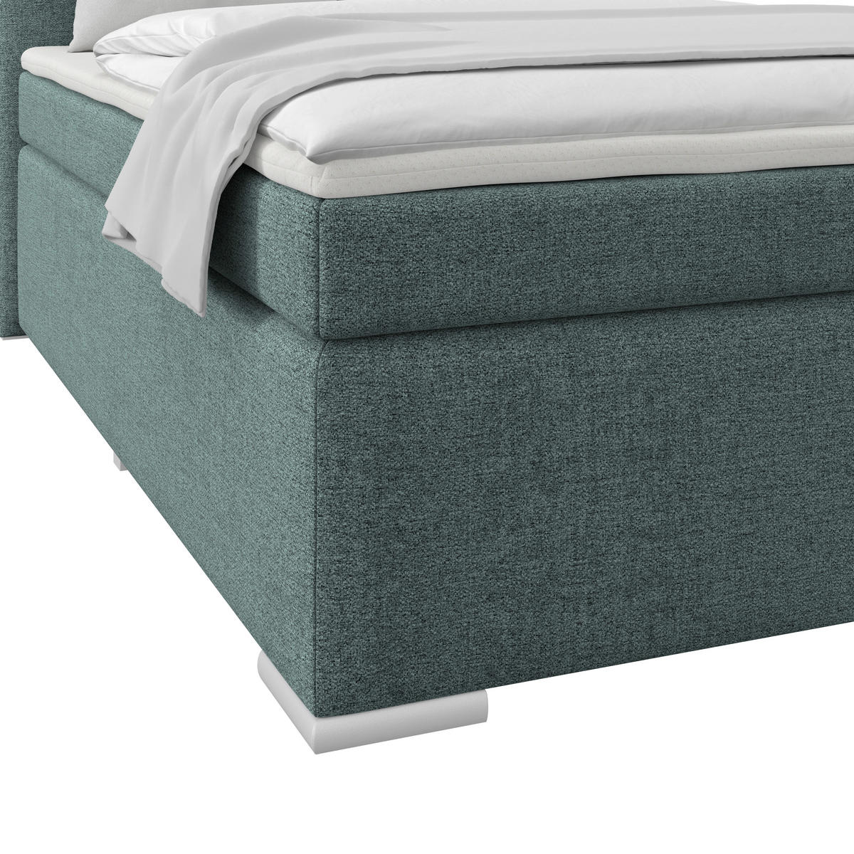 BOXSPRINGBETT 140/200 cm,  in Blau, Matratze, Topper, H3 = fest  - Blau/Alufarben, Basics, Kunststoff/Textil (140/200cm) - Boxxx