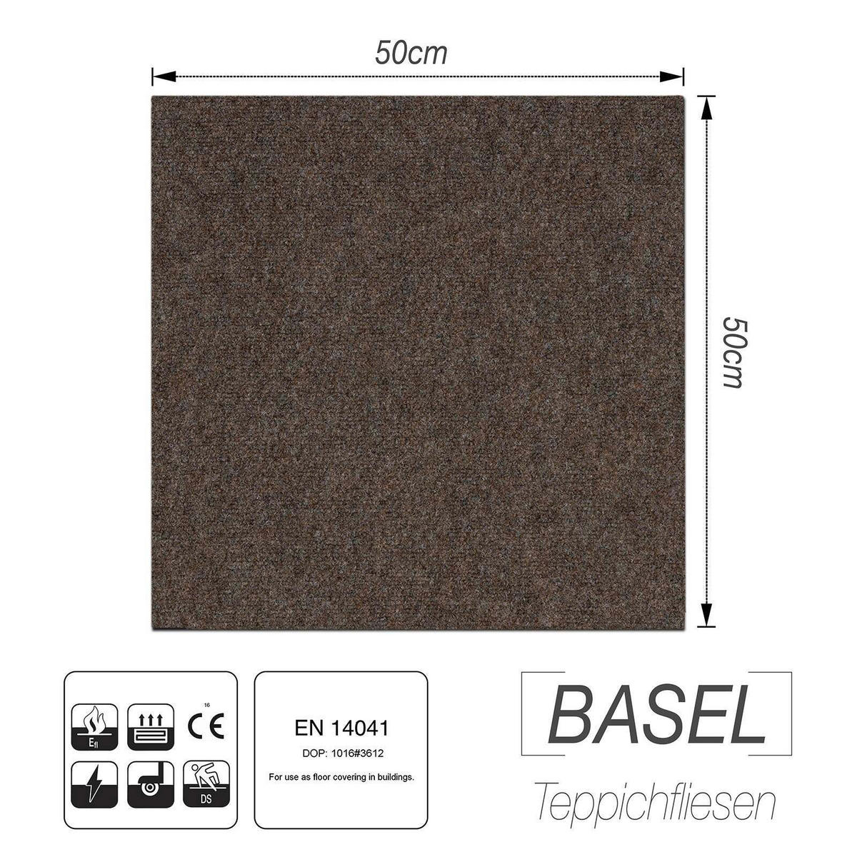 TEPPICHFLIESE - Braun, Basics, Kunststoff/Textil (50/50cm) - Esposa