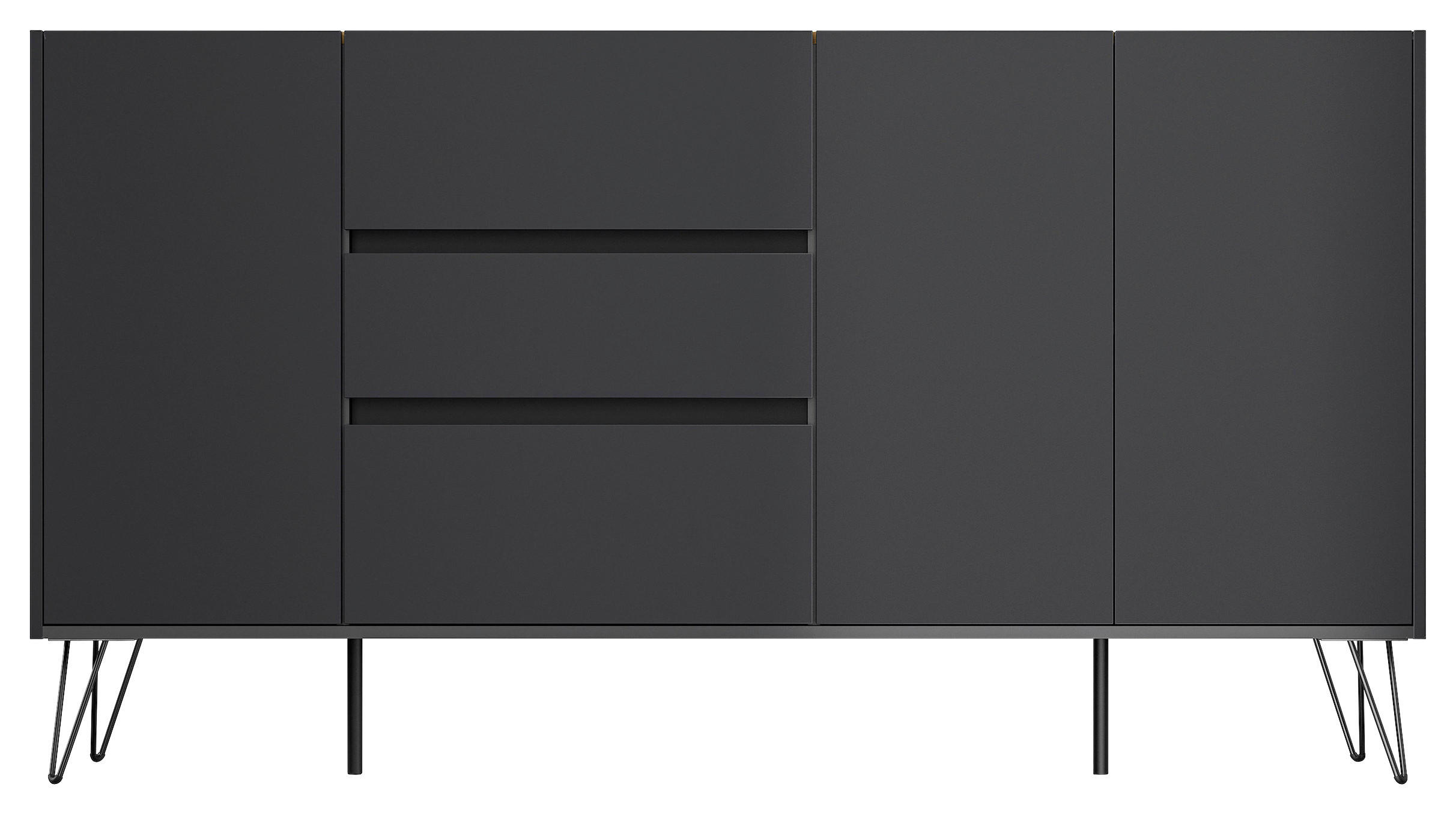 SIDEBOARD Posseik Industrial 177/93,6/42 cm 3 Schublade(n)  - Eichefarben/Graphitfarben, Design, Holzwerkstoff/Metall (177/93,6/42cm) - P & B