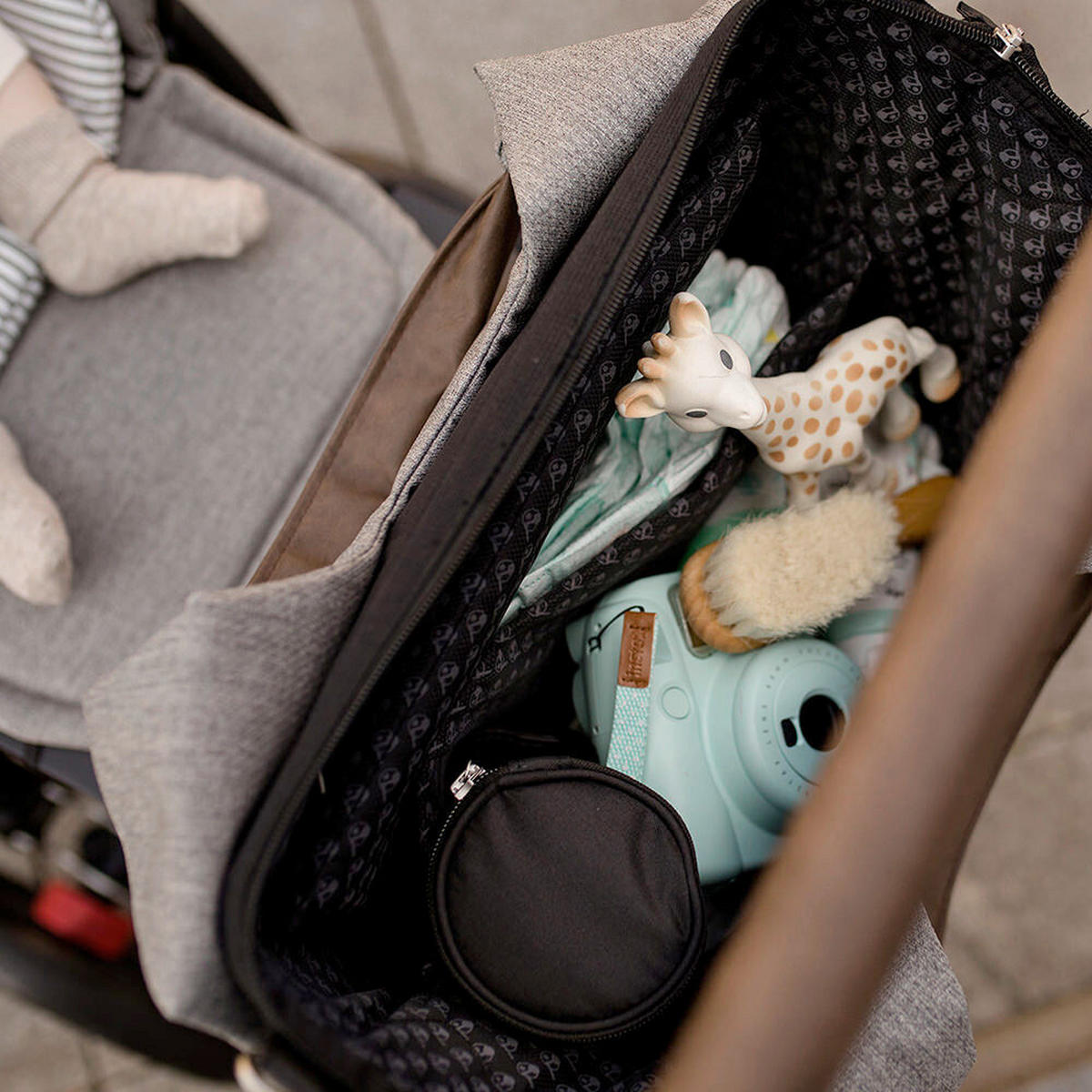 KINDERWAGENSET  FX4 Swing Set  Asphalt Grau  - Schwarz/Grau, Basics, Textil (100/55/130cm) - Gesslein