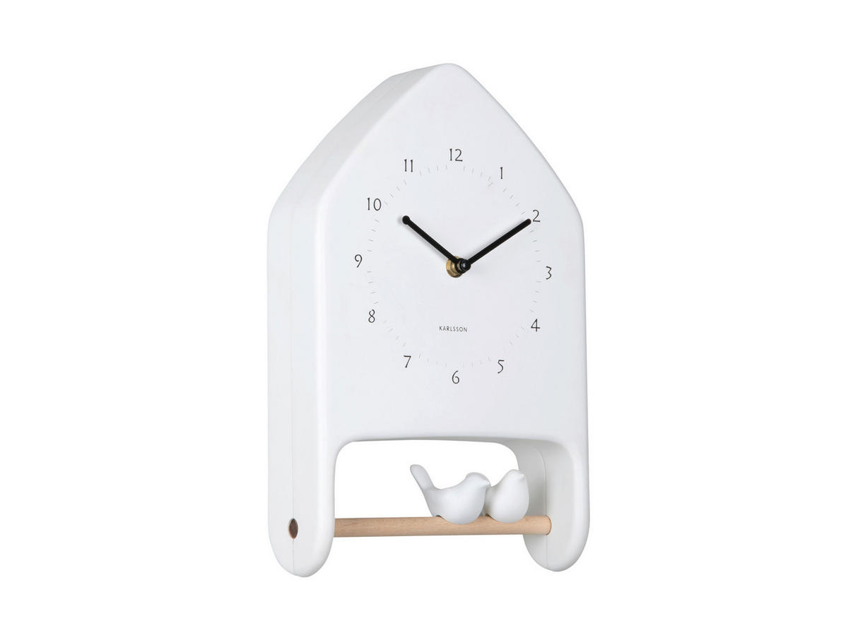 WANDUHR Love birds Weiß 20/32/7 cm  - Weiß, Basics, Kunststoff (20/32/7cm) - Karlsson