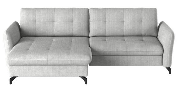 ECKSOFA in Flachgewebe, Leinenoptik Silberfarben  170/242 cm  - Silberfarben/Schwarz, Design, Textil/Metall (170/242cm) - Xora