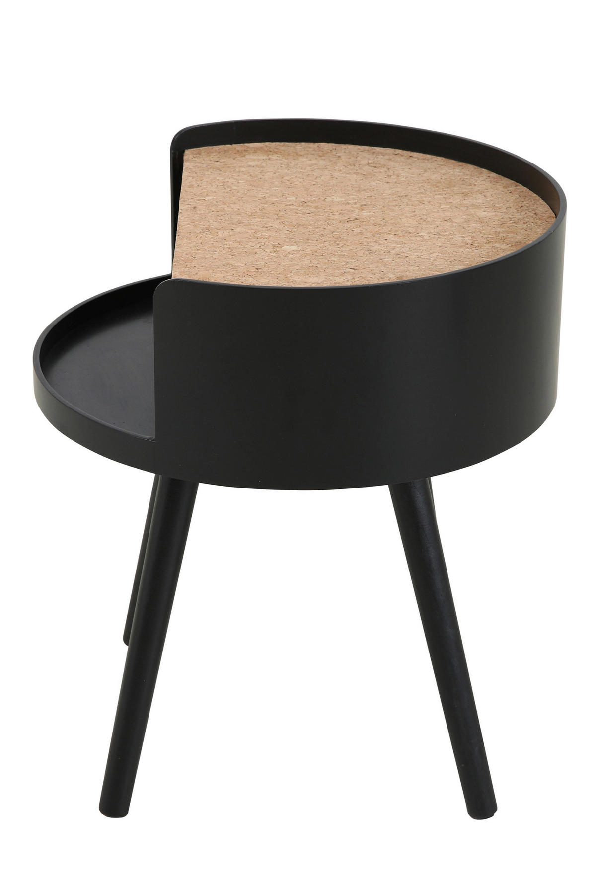 BEISTELLTISCH 40/40/46 cm Pinie, Kork massiv Naturfarben, Schwarz rund  - Schwarz/Naturfarben, Design, Holz/Holzwerkstoff (40/40/46cm) - Livetastic